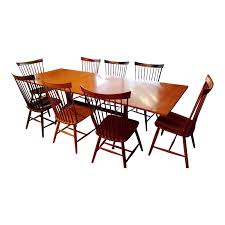 Painted country style dining furniture tables & chairs our mexican country style dining furniture is made from a mix of reclaimed wood and new wood. Ethan Allen Country Colors Dining Set With Table And 8 Fan Back Chairs Chairish