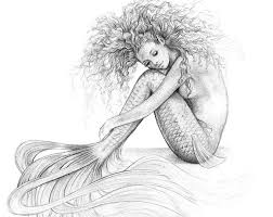Black And White Mermaid Sketch 8x10 Inch Print Mermaid Riding Seahorse Art Unframed Pencil Drawing Illustration In 2020 Mermaid Art Mermaid Drawings Art