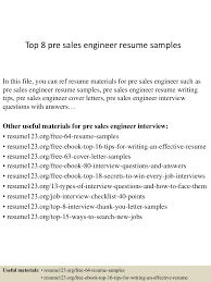 Top 8 Pre Sales Engineer Resume Samples