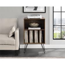 While the cubbies will hold 20 lbs. Novogratz Concord Turntable Stand Walnut Walmart Com Walmart Com