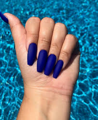 Ideas nails silver gold china glaze. Royal Navy Blue Nails Press On Long Ballerina Nails Press Etsy