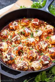 Skillet Enchilada Meatballs Turkey Meatballs Seasoned With Mexican Spices Browned In A Skillet And Topped With E Recipes Skillet Enchiladas Meatball Recipes