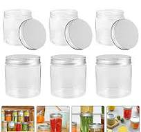 16 Pcs 250ml Mini Transparent Silver Aluminum Lid Mason Jar Set Plastic  Jars Canister Small Container Sealing Fruits Jam Bottles