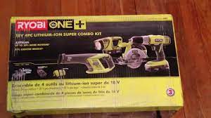Ryobi p1819 one+ 18v lithium ion 6 piece combo kit cordless, new. Ryobi One 18 Volt 4 Piece Lithium Ion Super Combo Kit Unboxing Youtube