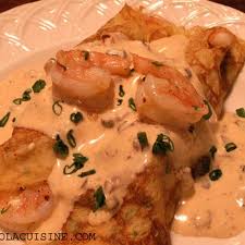 Shrimp Stuffed Crepes With Tasso Cream Sauce Recipe Recipe Stuffed Crepes Cream Sauce Recipes Dinner Crepes