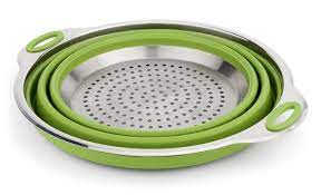 Best Large Collapsible Silicone Colander Strainer With Stainless Steel Base By Chef Froga Colanders Strainers Cool Kitchen Gadgets Collapsible Colander