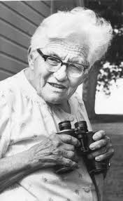 An August 29, 1984 photo of Dr. Anna W. Perkins of Westerlo, who has been  practicing medicine and bird watching for 56 years. I believe the farm was  her farm, but the