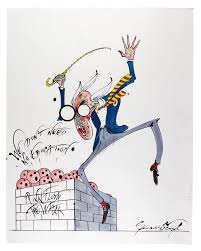 I don't know if the call for alternative education is even something a kid of that age would think of; Gerald Scarfe Pink Floyd S The Wall Teacher We Don T Need No Education Original Drawing Mutualart