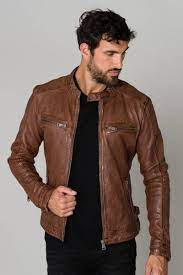 Un grand choix de vestes en cuir homme marron en ligne sur zalando ! Blouson Cuir Col Rond Homme Blousons Motards Cuir City