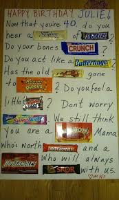 Pin By Tiffany Tewell On Birthday 40th Birthday Gifts Birthday Candy Candy Poems