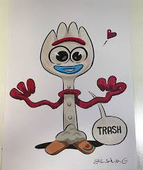 Forky Toystory Pixar Drawing Disney Copic Disney Character Drawings Easy Chalk Drawings Disney Drawings Sketches