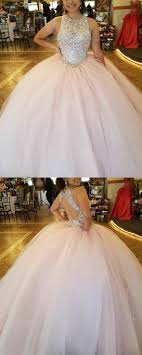 Light Pink Tulle Ball Gowns Quinceanera Dresses Sequins Beaded Scoop Neckline Quinceanera Dresses Pink Light Pink Quinceanera Dresses Pink Ball Gown