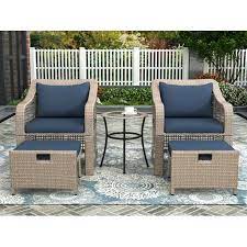 5 Piece Outdoor Patio Chairs Set Btmway Rattan Wicker Patio Conversation Furniture With Ottoman Patio Porch Balcony Bistro Lounge Chairs Set With Footstool C Patio Furniture Sets Rattan Patio Furniture Outdoor Patio Chairs