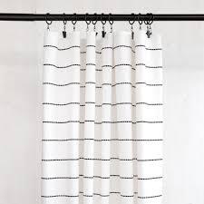 Black And White Shower Curtain With Tassels Emile Stripe Onyx Tonic Living Black Shower Curtains Modern Shower Curtains Cute Shower Curtains