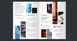 The best brochure mockup with front, backside, grid lined up brochures, title, backside, perspective view, top view and folded presentation. Moenia Bi Fold Brochure Template Brochure Templates Pixeden