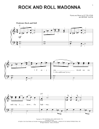 Music notes for sheet music single sheet music by elton john : Rock And Roll Madonna From Rocketman Easy Piano Sheet Music