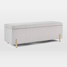 Mod Storage Ottoman 54 Twill Wheat Antique Brass West Elm Storage Bench Bedroom Storage Bench Bench With Storage