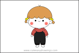 Then draw curved lines for eyes & mo uth. How To Draw A Cartoon Little Girl Step By Step Cute Easy Drawings