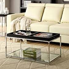 15 h x 26.5 d x 48 w (125 lbs). Amazon Com Convenience Concepts Palm Beach Coffee Table With Removable Trays And Shelf White Furniture Decor