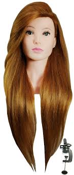 Глава за тренировка с бюст на Паула 80 см кафяв, естествена коса + дръжка,  фризьорска за разресване, глава за упражнения