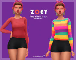 Zoey Long Sleeves Top New Mesh 39 Swatches Bgc Download Sfs Download Mediafire Enjoy Long Sleeve Tops Sims 4 Clothing Maxis Match