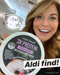 ICYMI: ALDI FINDS! We've been raving about this Greek cream cheese spread  since we first came across it… It's AMAZING. 2 tbsp.: 70 calories, 4g fat &  3g protein. Let me know