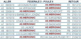 Fédérale 3 is the fifth division of rugby union in france. Calendrier Poule 9 Federale 3 Merignac Rugby Asmr