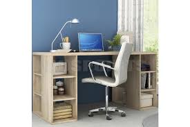 Tribesigns computer desk with storage shelves, 55 inch large industrial office desk computer table studying writing desk workstation with hutch for home office(rustic. Light Oak Desk With Bookcase Shelves Office Computer Desk Table Storage Shelf Kogan Com