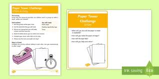 A seat made up of index card columns! Ks1 Paper Tower Stem Activity And Prompt Card Pack