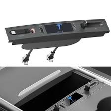 Tesla Model Y Model 3 Center Console Charger Hub with Retractable Cables