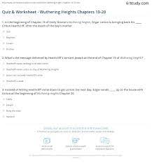 Quiz & Worksheet - Wuthering Heights Chapters 19-20 | Study.com