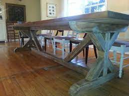 This 12'ft table is made from 100% solid pine reclaimed from old barns, and all items are 100% american made every step of the way. 12 Ft Farmouse Table With Bracing Diy Farm Table Farmhouse Table Chairs Dinning Room Tables