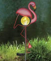 Flamingo Solar Light Metal Bird Garden Stake Yard Art Statue Lawn Outdoor Decor Metal Garden Art Bird Garden Garden Plant Markers
