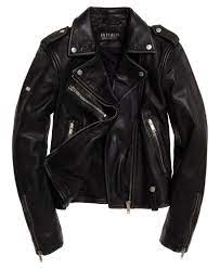 Womens Rylee Leather Biker Jacket In Black Superdry Biker Jacket Outfit Women Jacket Outfit Women Biker Jacket Outfit