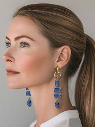 Mita statement earrings with blue crystal