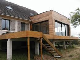 Agrandissement maison sur pilotis prix. Extension Ossature Bois Bso Brise Soleil Orientable Motorises Bardage Red Cedar Terrasse Bois Pilotis Pro Extension Maison Constructeur Maison Bois Maison Bois