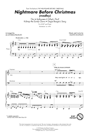 The nightmare before christmas is the 1993 soundtrack to the film of the same name. Nightmare Before Christmas Medley Arr Alan Billingsley Sheet Music Danny Elfman Sab Choir