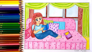 Cara Menggambar Stay At Home Menggunakan Pensil Warna 36 Warna Youtube