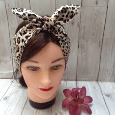 Wide Leopard Print Rosie the Riveter Retro Vintage Style Hair Tie Bandana  Style Fifties Forties Rockabilly Hair Wrap