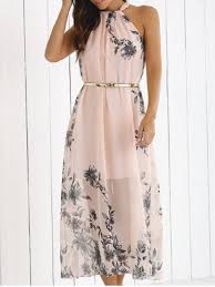 Blossom Print High Neck Chiffon Boho Summer Dress Print Chiffon Maxi Dress Maxi Dress Boho Summer Dresses