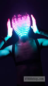 New Smart Led Rainbow Screen Mask Light Solutions Etere By Etereshop Rave Mask Led Mask Led Costume