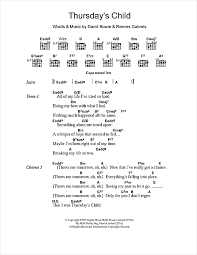 David bowie thursday child a capela David Bowie Thursday S Child Sheet Music Pdf Notes Chords Rock Score Guitar Chords Lyrics Download Printable Sku 108442