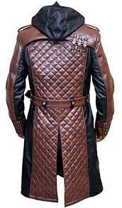Jacob Frye Assassin Brown And Black Leather Trench Coat At Amazon Men S Clothing Store Leather Jacket Men Style Leather Jacket Men Leather Trench Coat