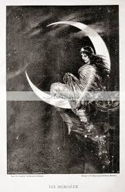 Digital Download Printable Woman With Moon Die Gartenlaube Etsy In 2020 Moon Art Art Witch