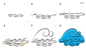 Then draw long curvy lines for the main wave to show the direction in which the wave is moving and breaking. How To Draw Waves Step By Step Images