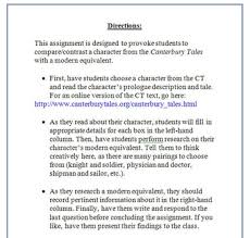 Canterbury Tales Pilgrim Modern Comparison Activity Textual Analysis Research