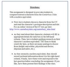 Canterbury Tales Pilgrim Modern Comparison Activity Textual Analysis Research