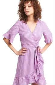 Gap Pink Wrap Ruffle Short Casual Dress Size 6 S In 2020 Short Dresses Casual Purple Ruffle Dress Wrap Dress