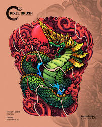 Myanmar Traditional Dragon Design For Tattoo On Behance Dragon Design Geisha Tattoo Design Black Tattoo Cover Up