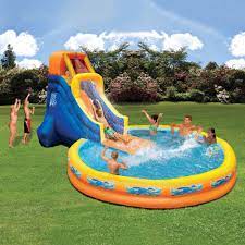 Inflatable Water Slides Waterslide With Giant Oversized Pool Outdoor Summer Play Banzai Big Swimming Pools Backyard Water Parks Water Slides Backyard